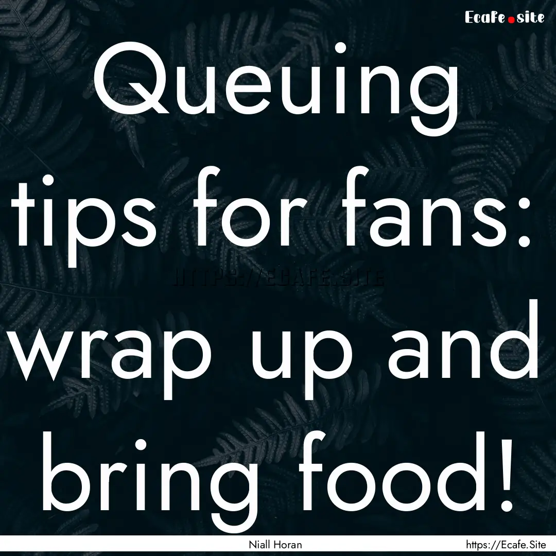 Queuing tips for fans: wrap up and bring.... : Quote by Niall Horan