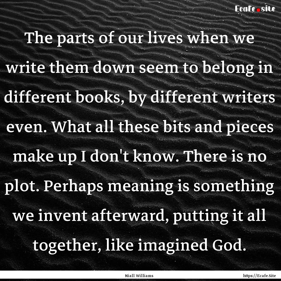 The parts of our lives when we write them.... : Quote by Niall Williams