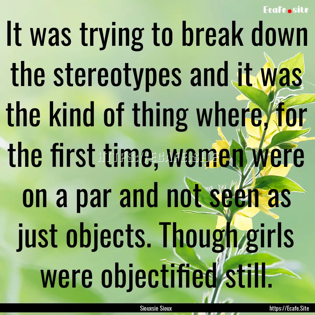 It was trying to break down the stereotypes.... : Quote by Siouxsie Sioux