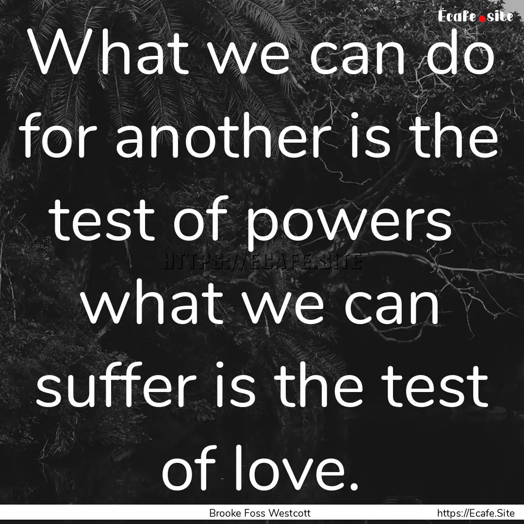 What we can do for another is the test of.... : Quote by Brooke Foss Westcott