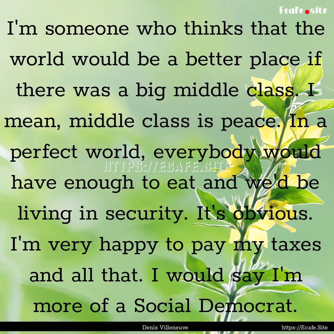 I'm someone who thinks that the world would.... : Quote by Denis Villeneuve