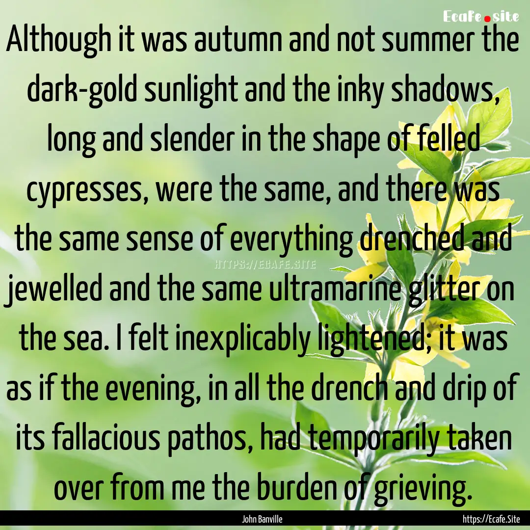 Although it was autumn and not summer the.... : Quote by John Banville