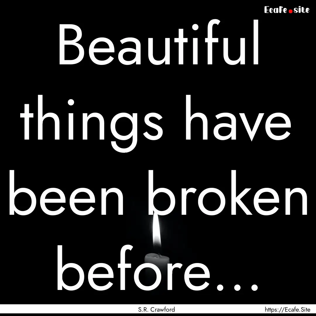 Beautiful things have been broken before….... : Quote by S.R. Crawford