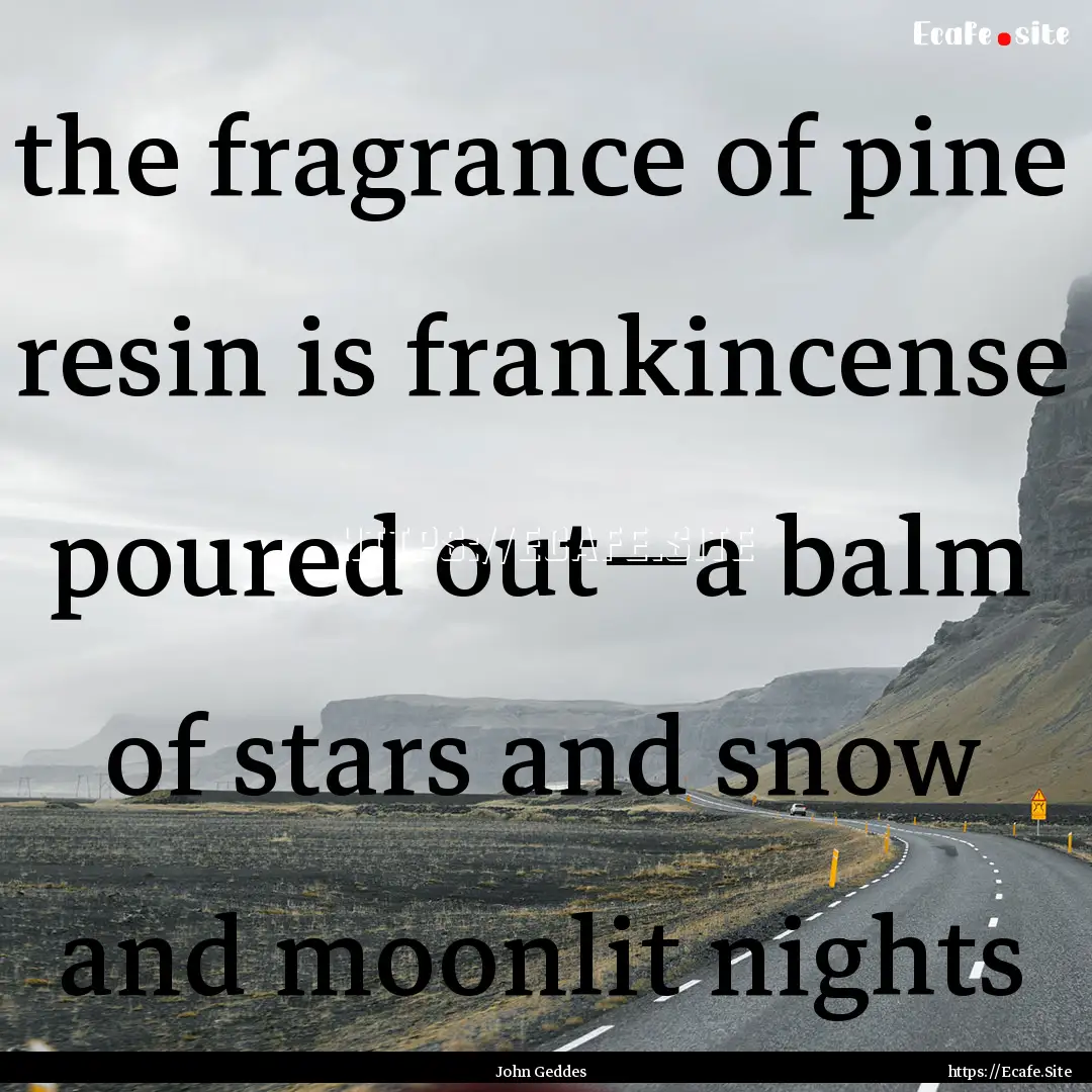 the fragrance of pine resin is frankincense.... : Quote by John Geddes