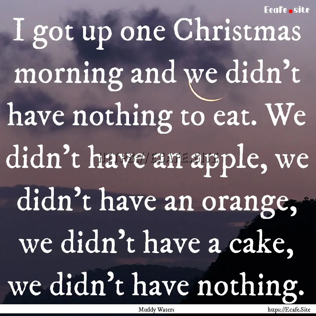 I got up one Christmas morning and we didn't.... : Quote by Muddy Waters