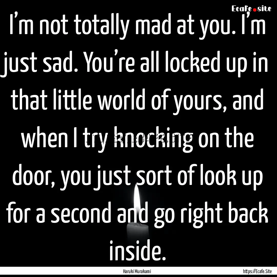 I’m not totally mad at you. I’m just.... : Quote by Haruki Murakami