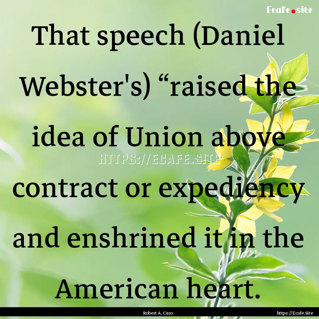 That speech (Daniel Webster's) “raised.... : Quote by Robert A. Caro