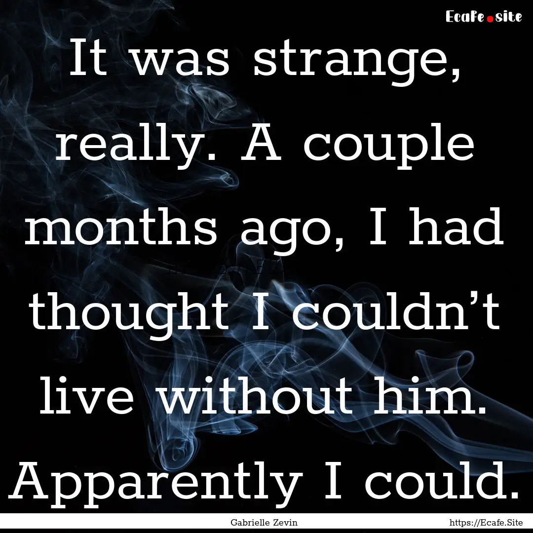 It was strange, really. A couple months ago,.... : Quote by Gabrielle Zevin