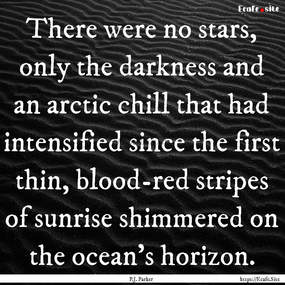 There were no stars, only the darkness and.... : Quote by P.J. Parker