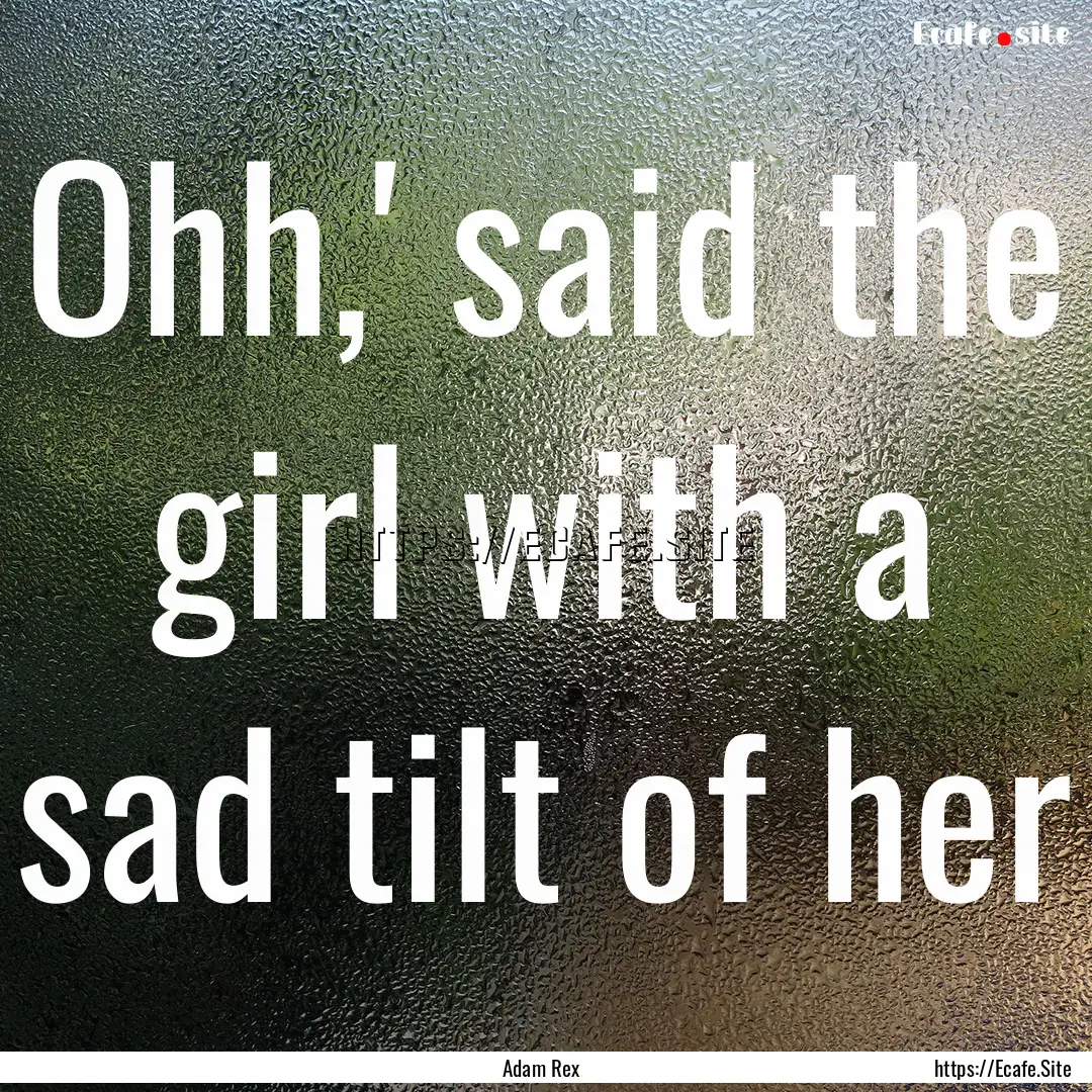 Ohh,' said the girl with a sad tilt of her.... : Quote by Adam Rex