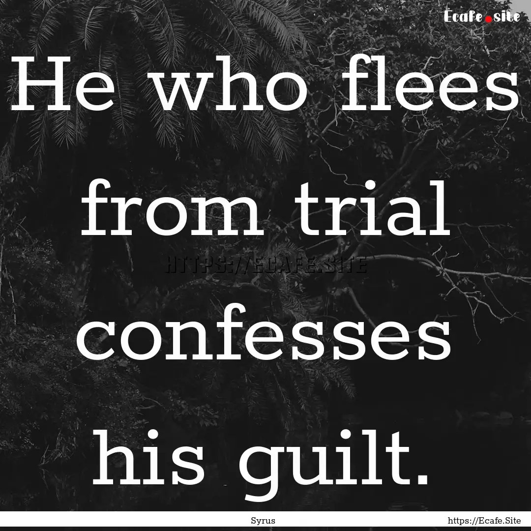 He who flees from trial confesses his guilt..... : Quote by Syrus