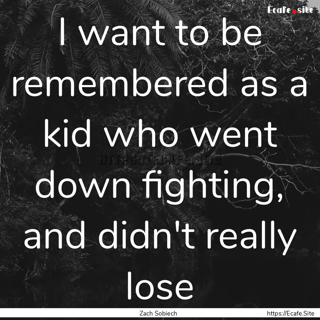 I want to be remembered as a kid who went.... : Quote by Zach Sobiech