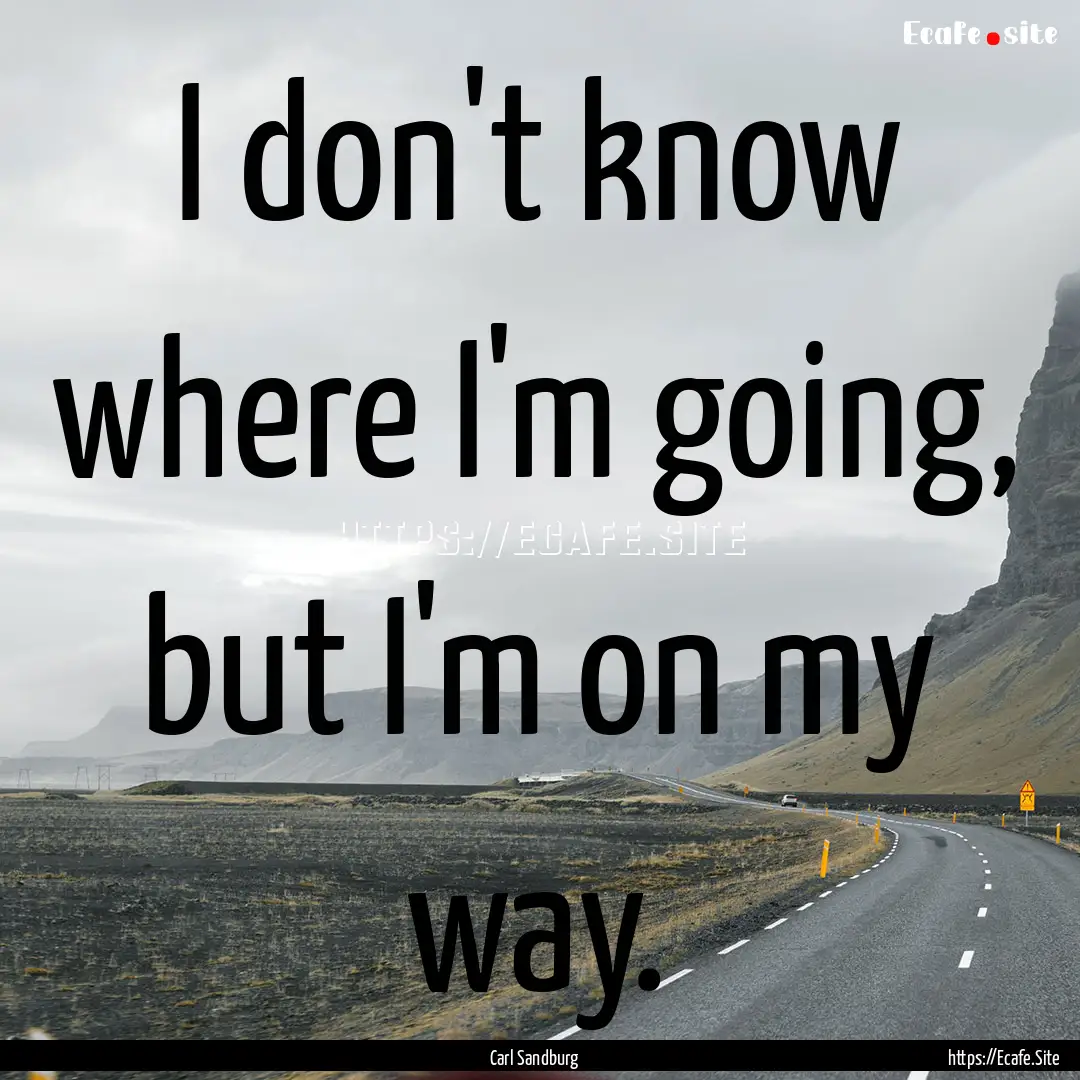 I don't know where I'm going, but I'm on.... : Quote by Carl Sandburg