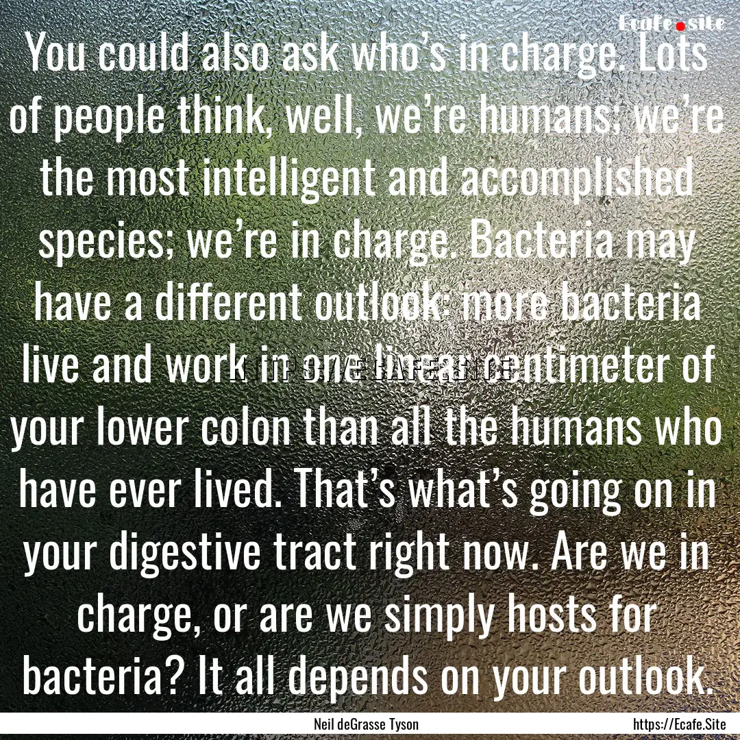 You could also ask who’s in charge. Lots.... : Quote by Neil deGrasse Tyson