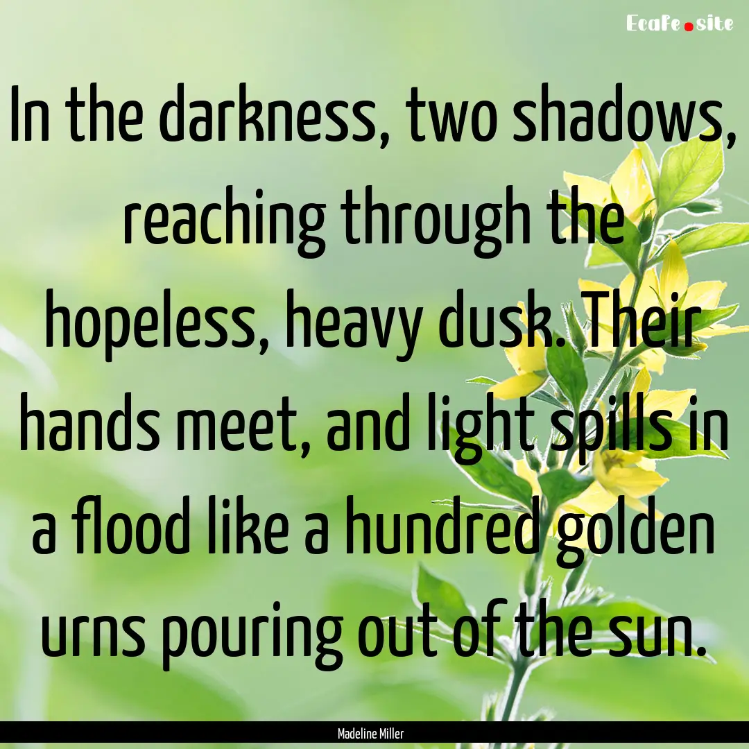 In the darkness, two shadows, reaching through.... : Quote by Madeline Miller