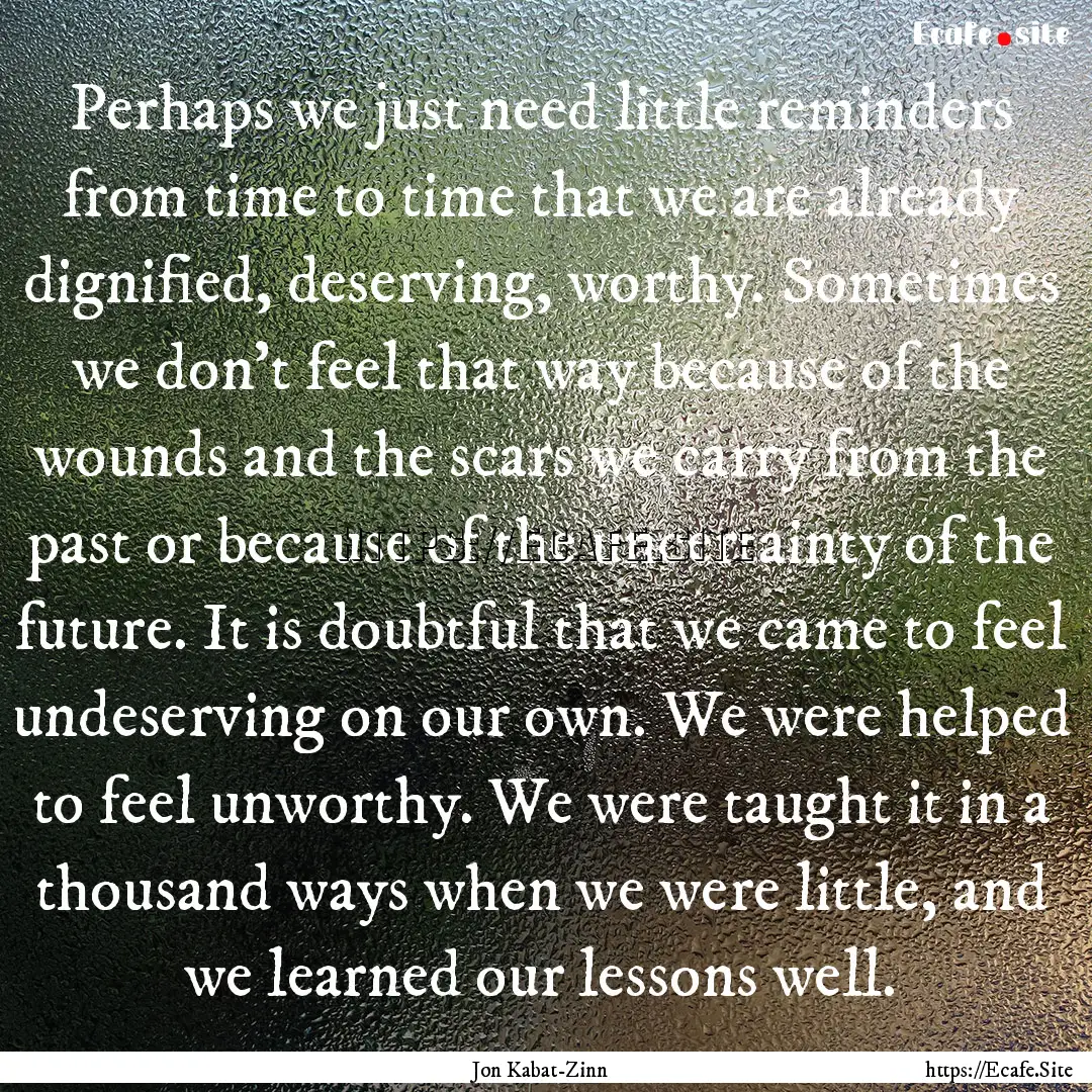 Perhaps we just need little reminders from.... : Quote by Jon Kabat-Zinn