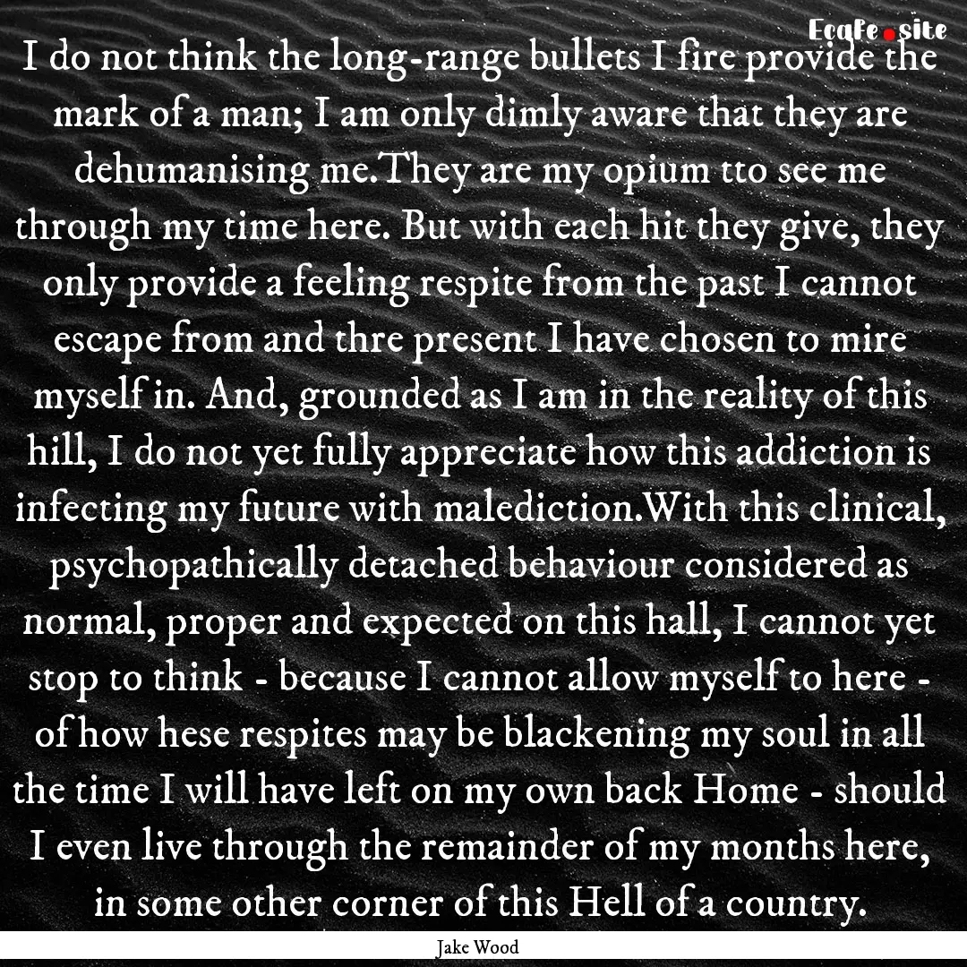 I do not think the long-range bullets I fire.... : Quote by Jake Wood