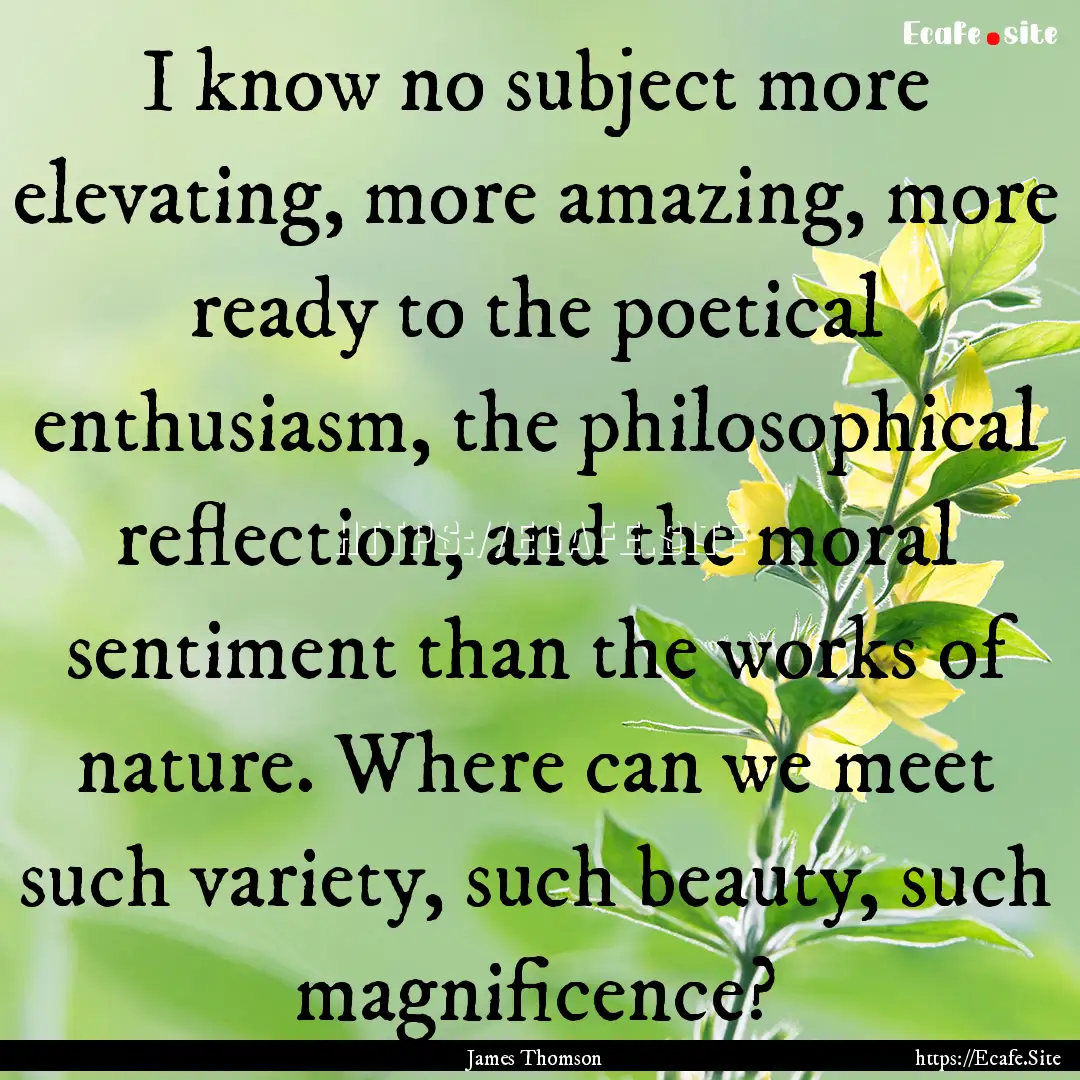 I know no subject more elevating, more amazing,.... : Quote by James Thomson