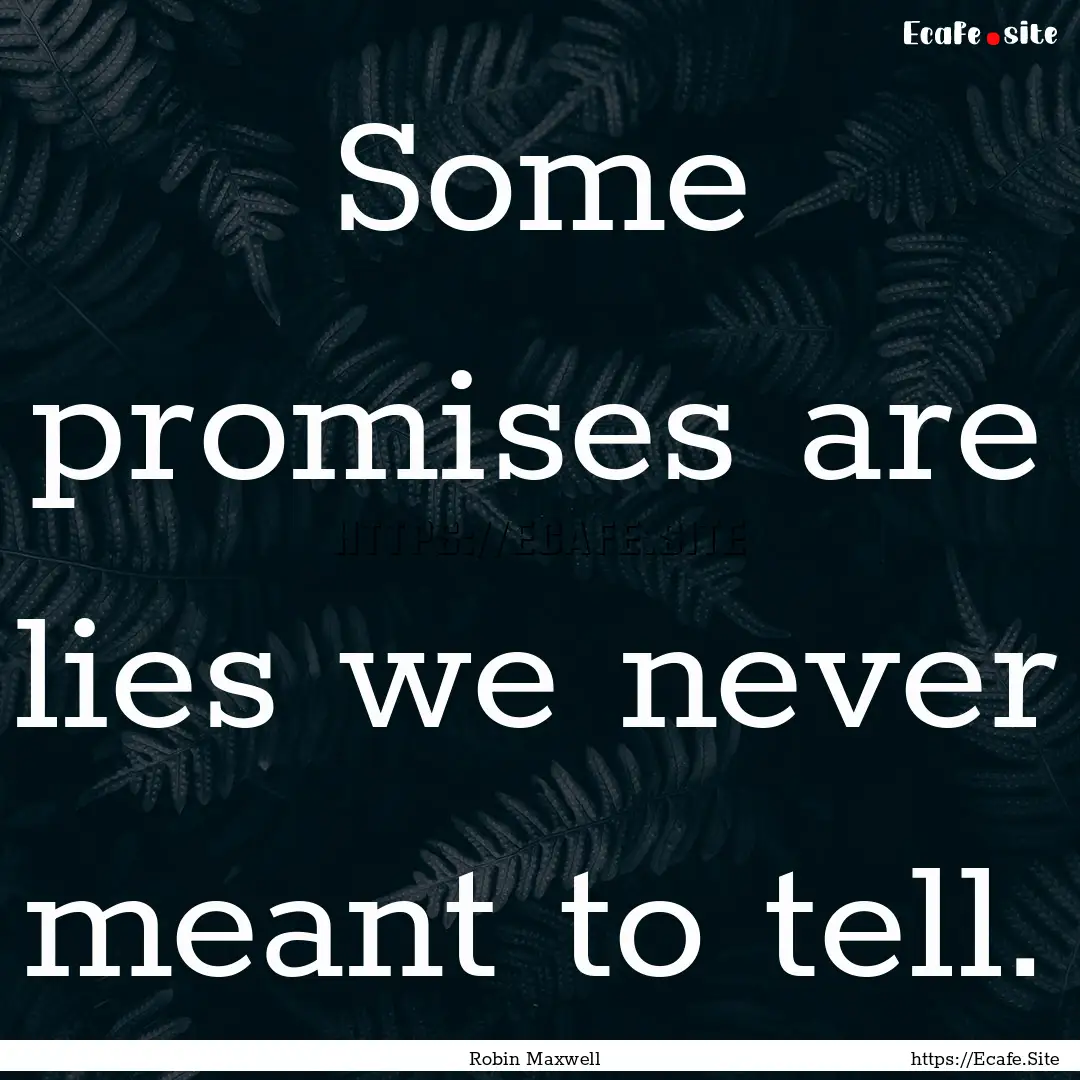 Some promises are lies we never meant to.... : Quote by Robin Maxwell