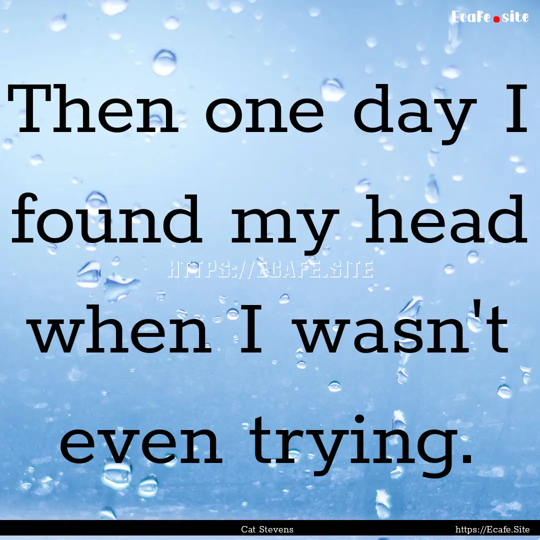 Then one day I found my head when I wasn't.... : Quote by Cat Stevens