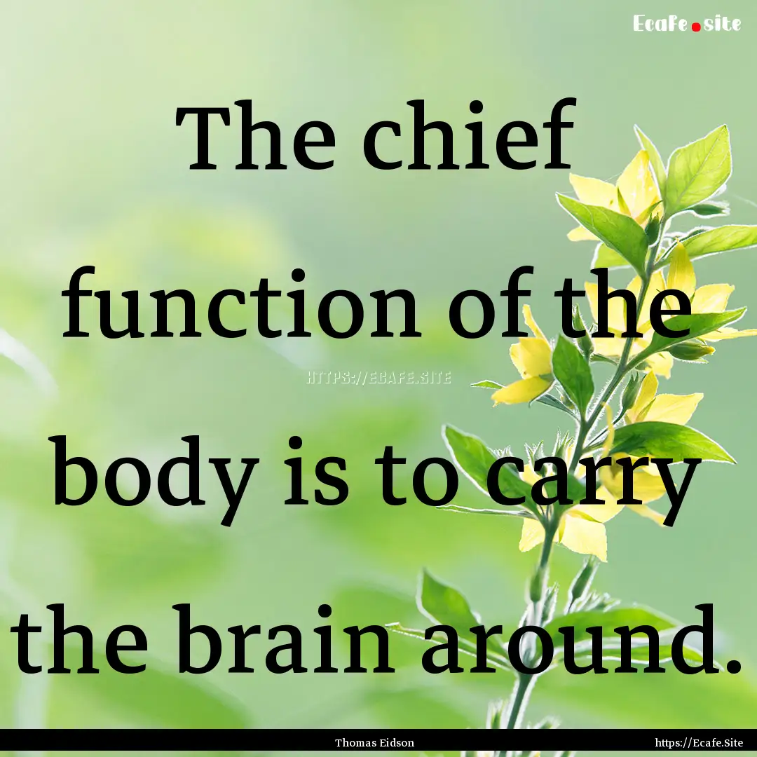 The chief function of the body is to carry.... : Quote by Thomas Eidson