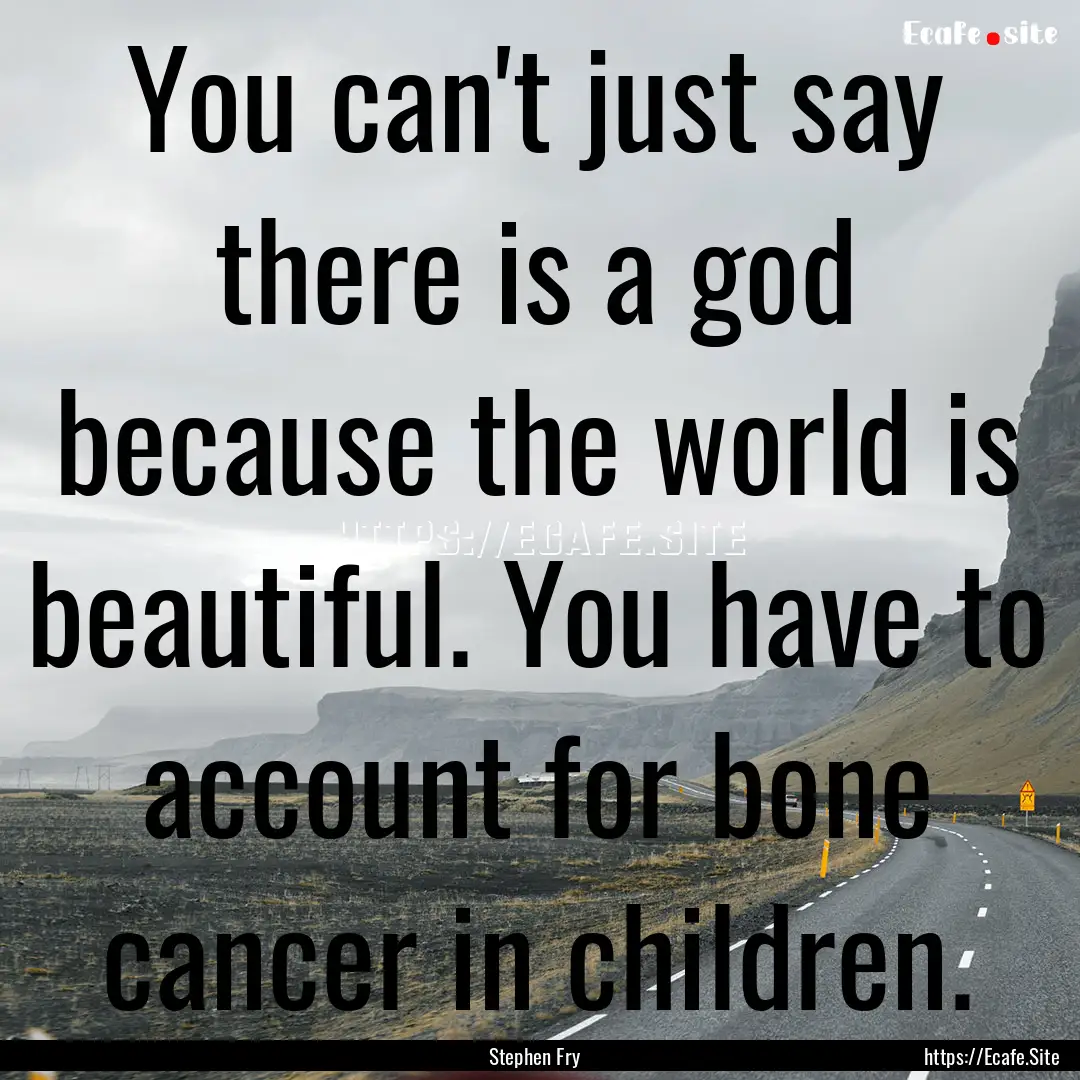 You can't just say there is a god because.... : Quote by Stephen Fry