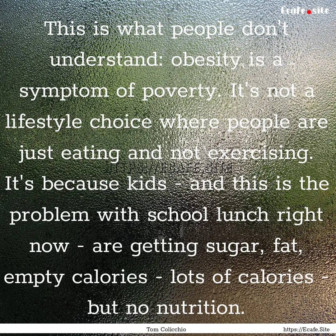 This is what people don't understand: obesity.... : Quote by Tom Colicchio