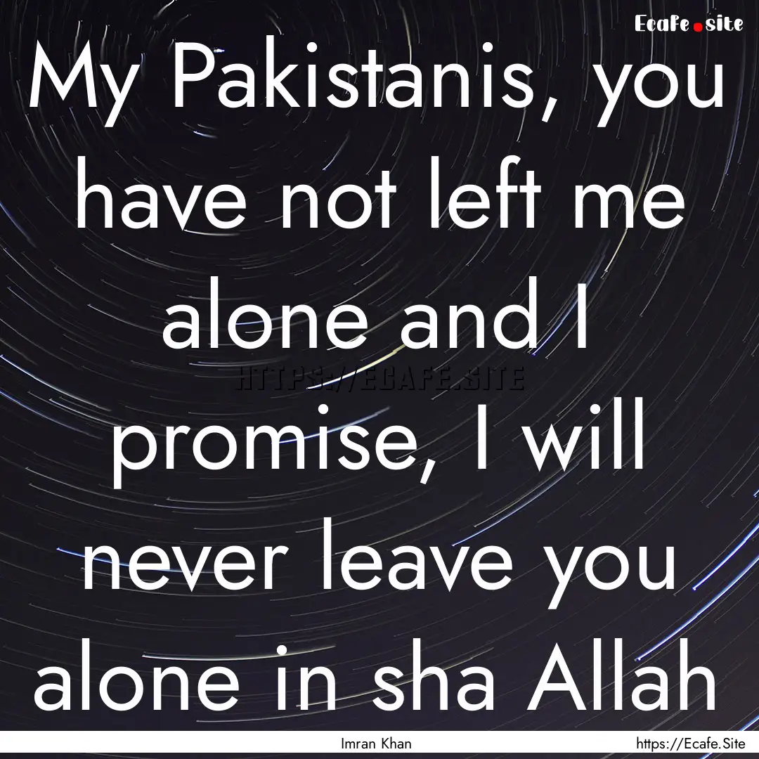 My Pakistanis, you have not left me alone.... : Quote by Imran Khan