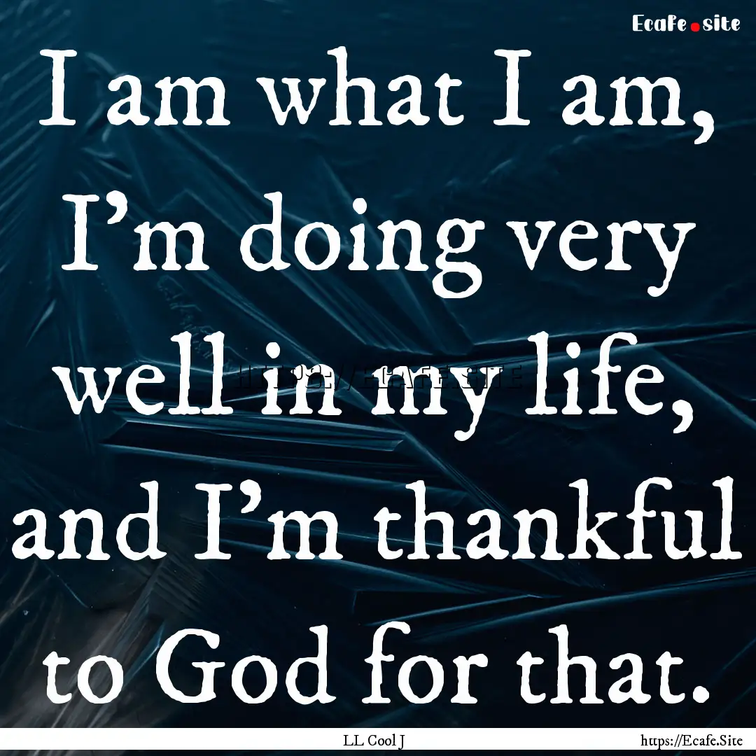 I am what I am, I'm doing very well in my.... : Quote by LL Cool J