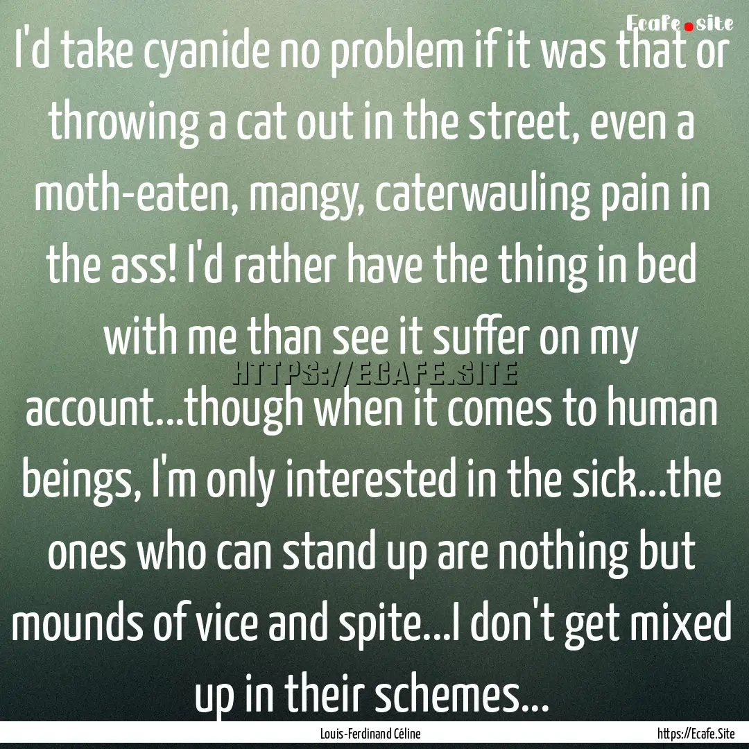 I'd take cyanide no problem if it was that.... : Quote by Louis-Ferdinand Céline