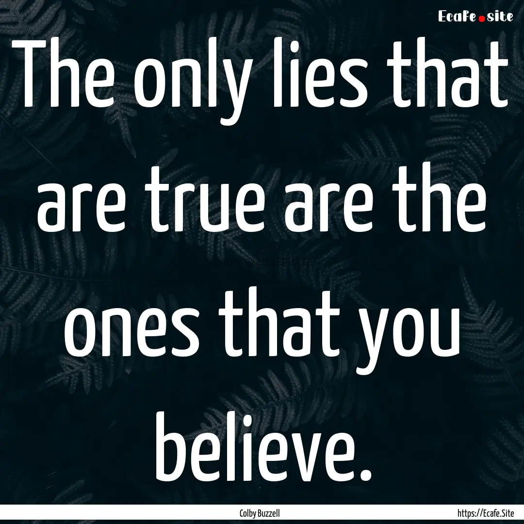 The only lies that are true are the ones.... : Quote by Colby Buzzell