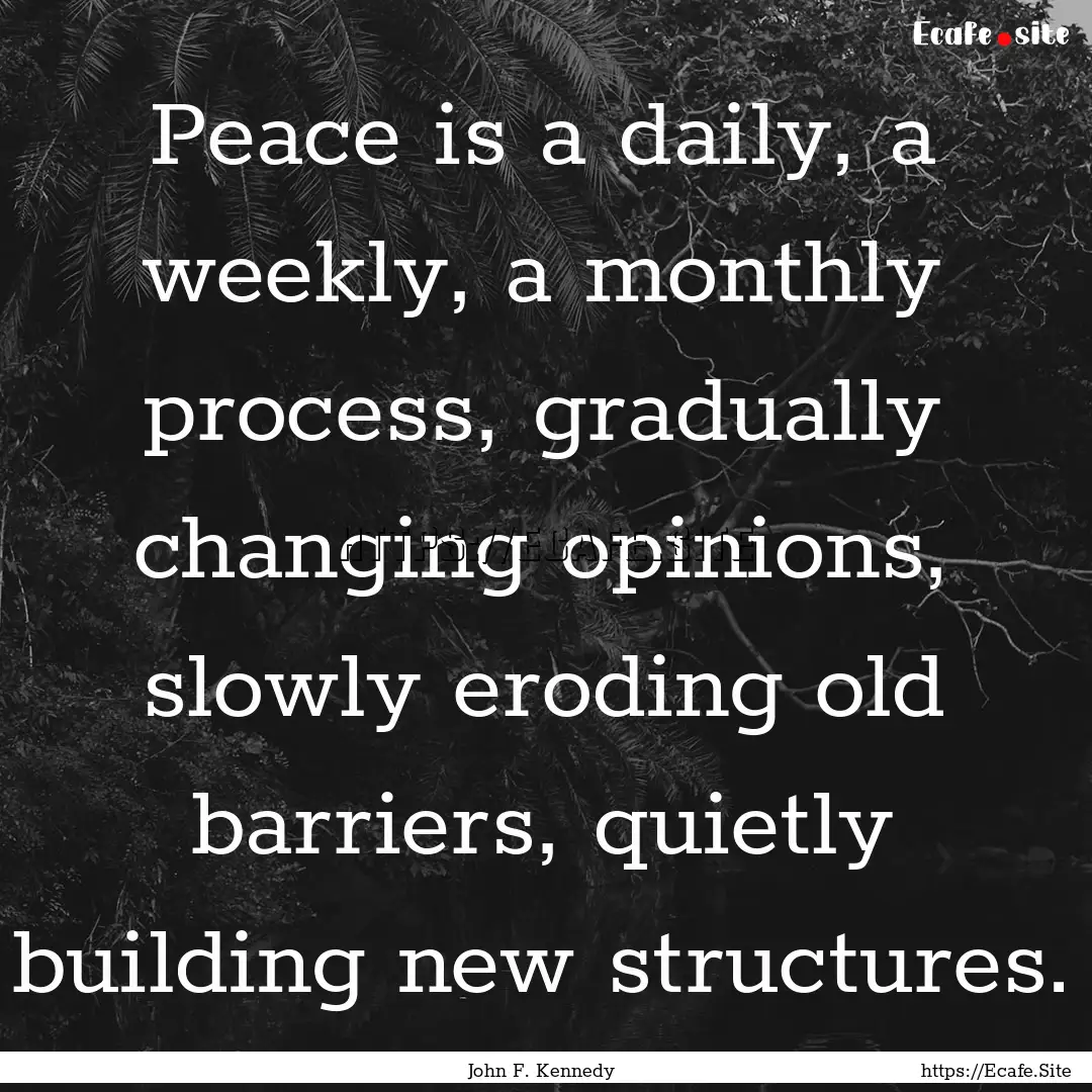 Peace is a daily, a weekly, a monthly process,.... : Quote by John F. Kennedy