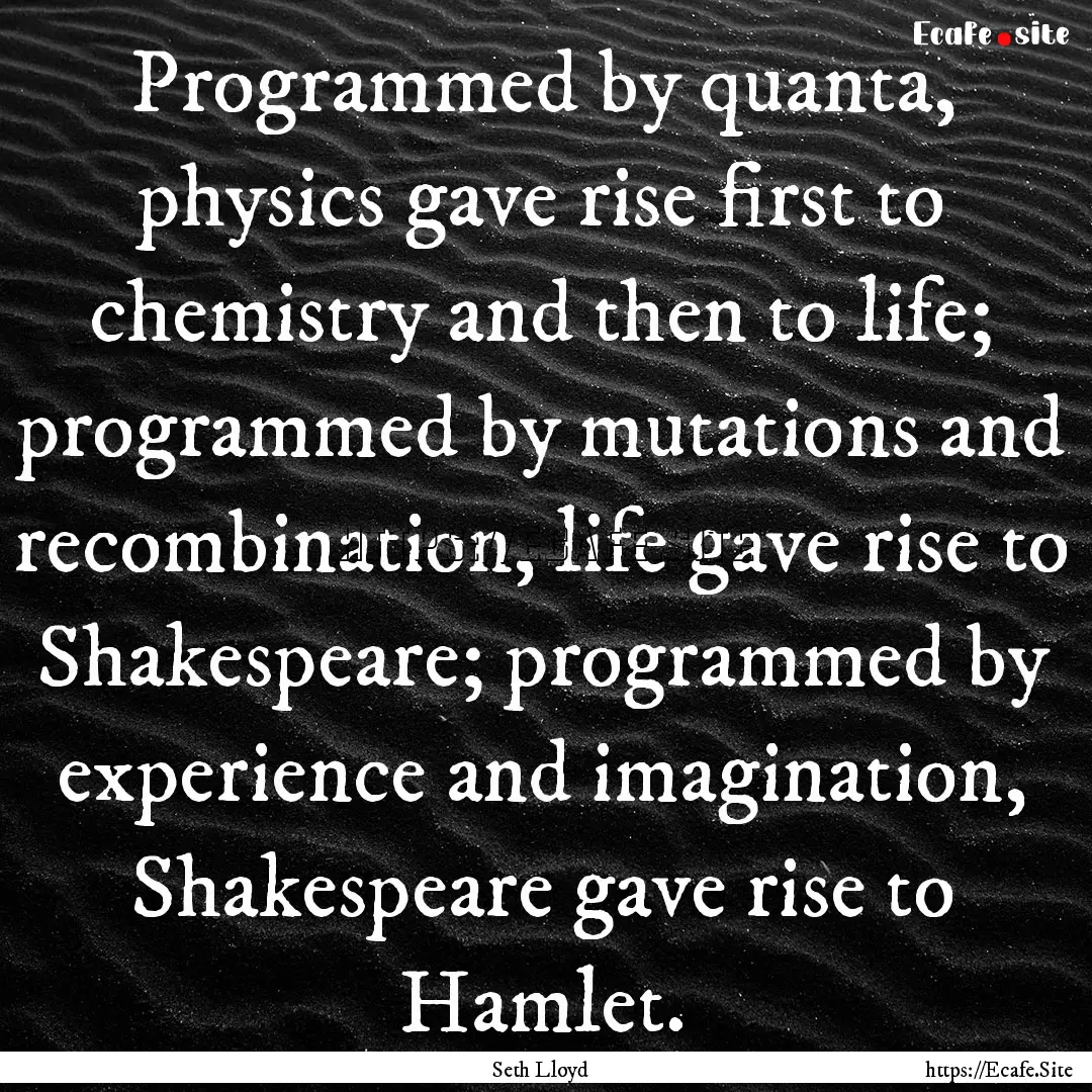 Programmed by quanta, physics gave rise first.... : Quote by Seth Lloyd