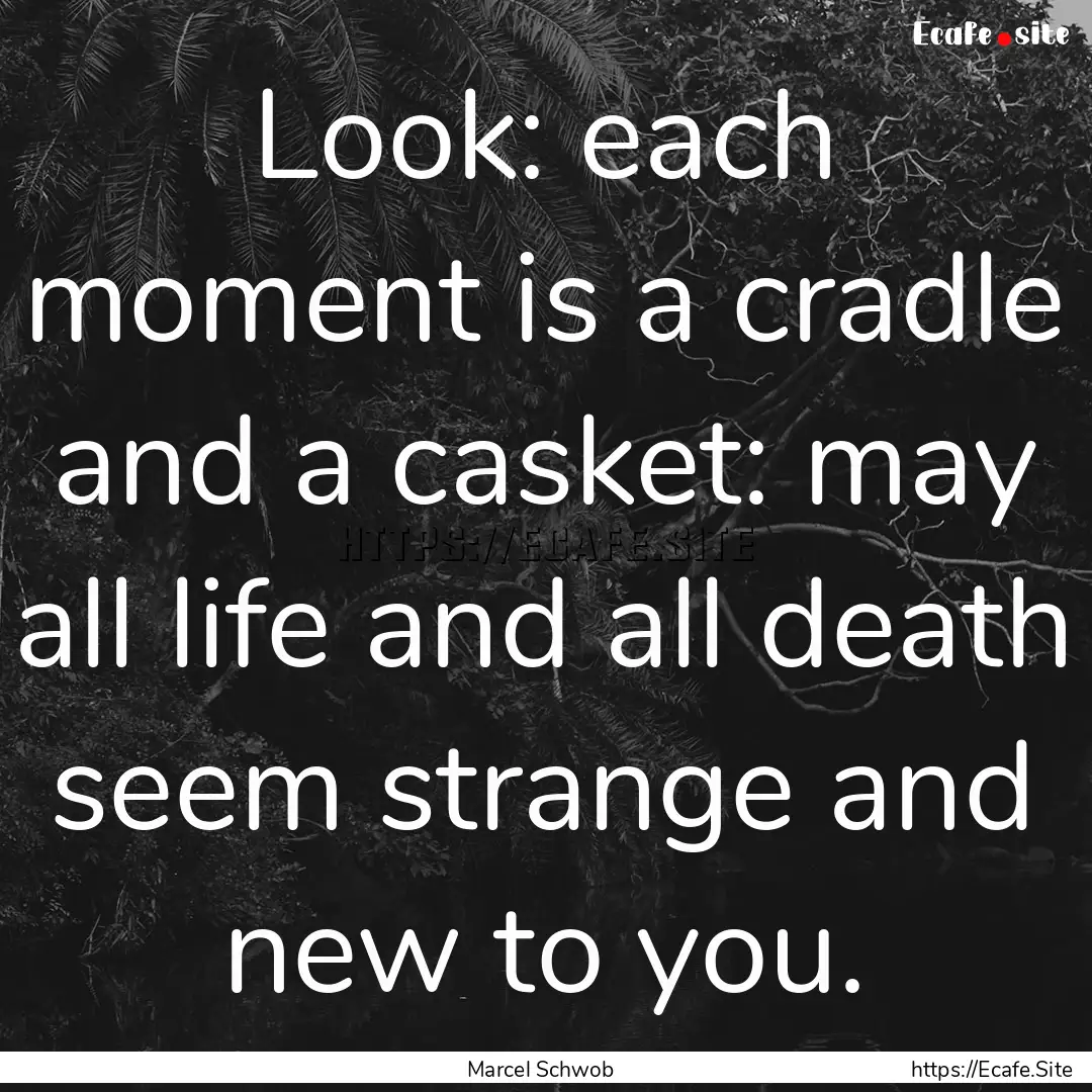 Look: each moment is a cradle and a casket:.... : Quote by Marcel Schwob