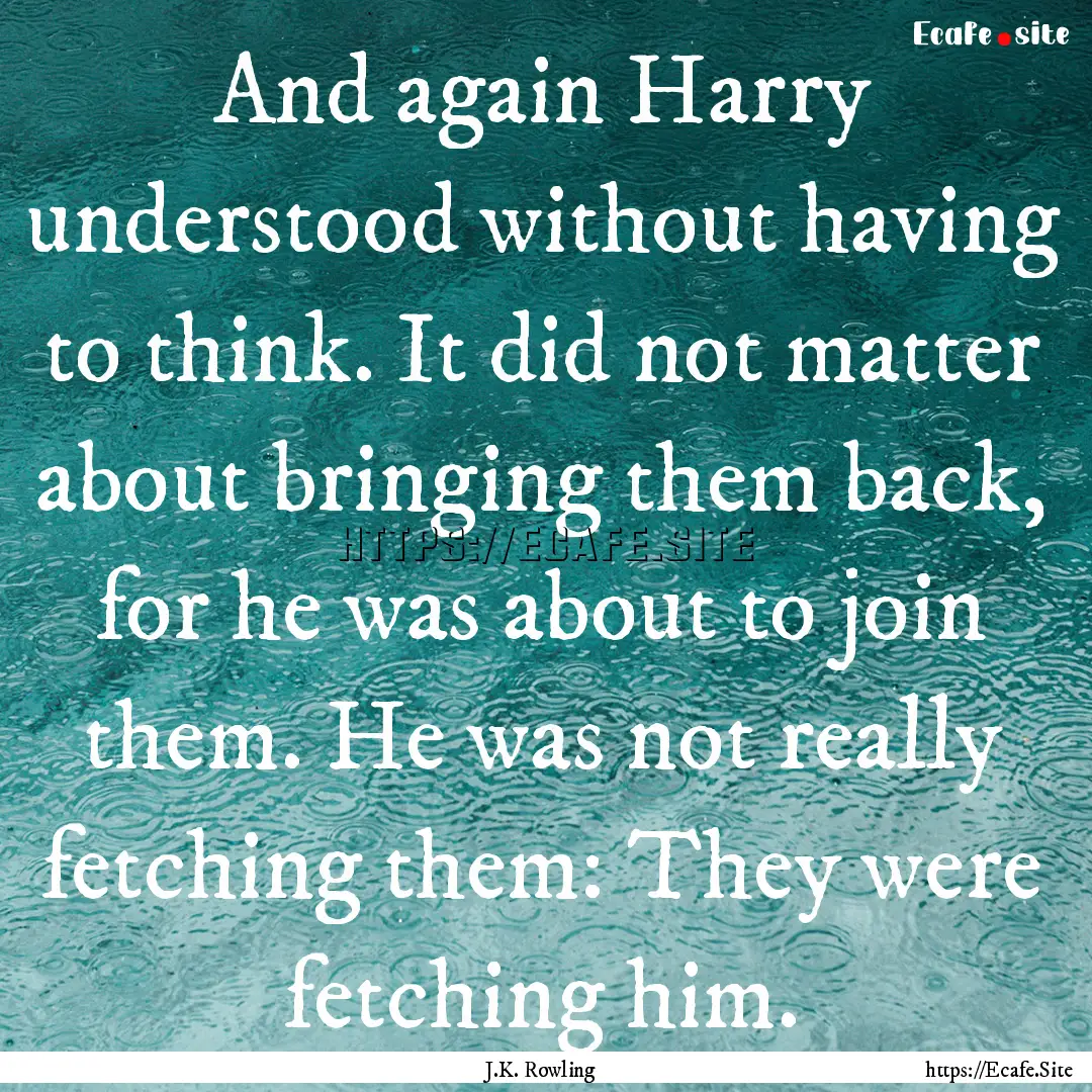 And again Harry understood without having.... : Quote by J.K. Rowling