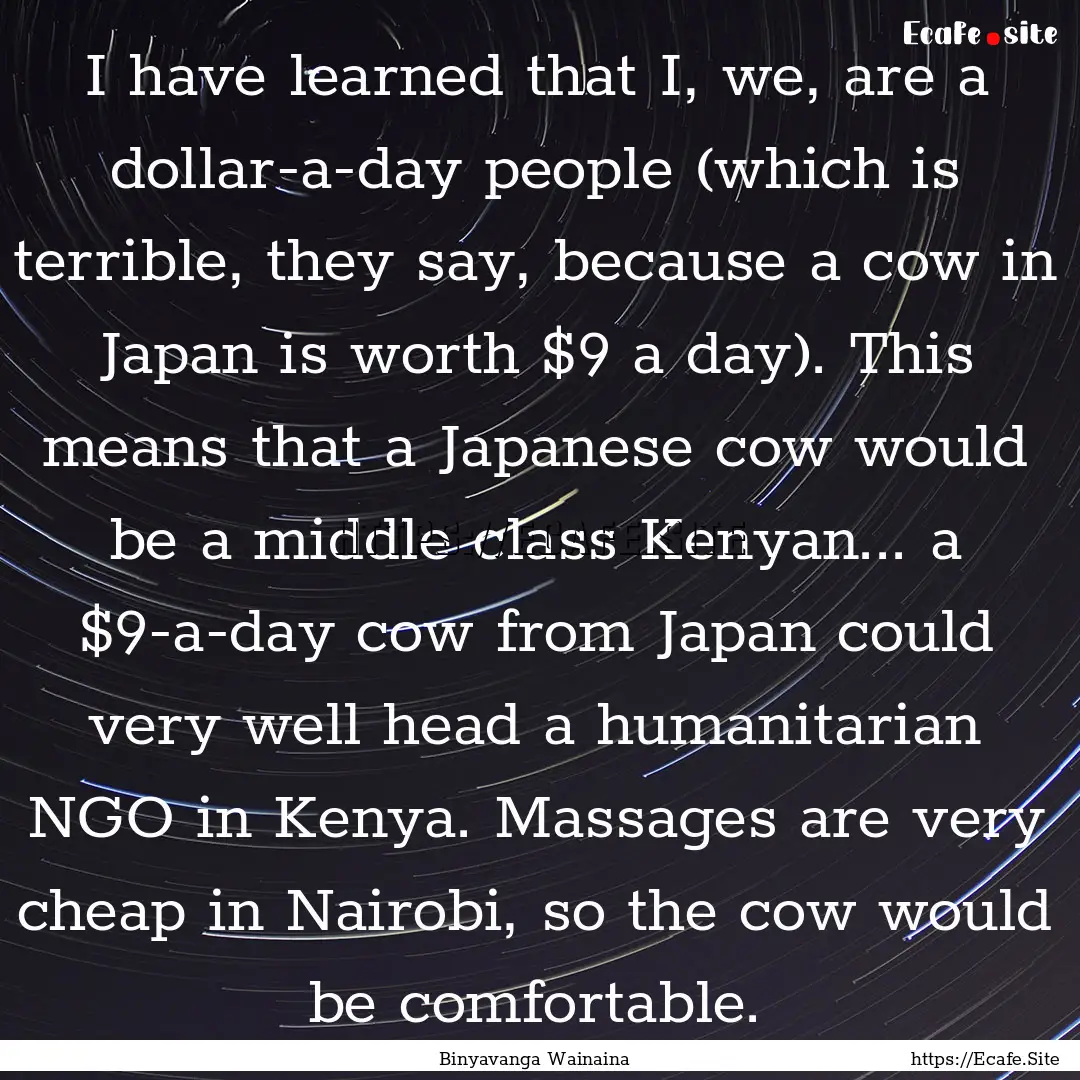 I have learned that I, we, are a dollar-a-day.... : Quote by Binyavanga Wainaina