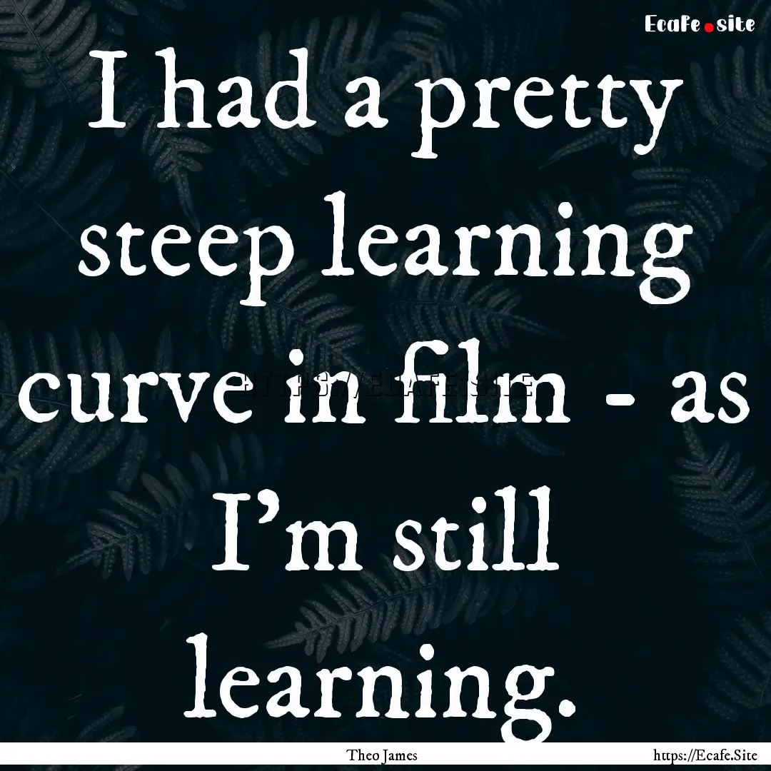 I had a pretty steep learning curve in film.... : Quote by Theo James