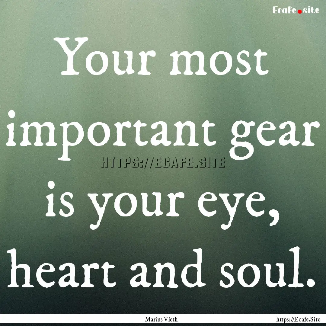 Your most important gear is your eye, heart.... : Quote by Marius Vieth