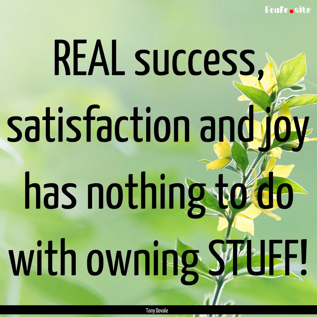 REAL success, satisfaction and joy has nothing.... : Quote by Tony Dovale