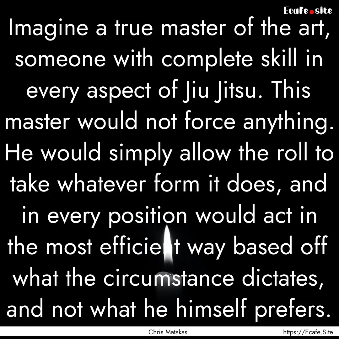 Imagine a true master of the art, someone.... : Quote by Chris Matakas