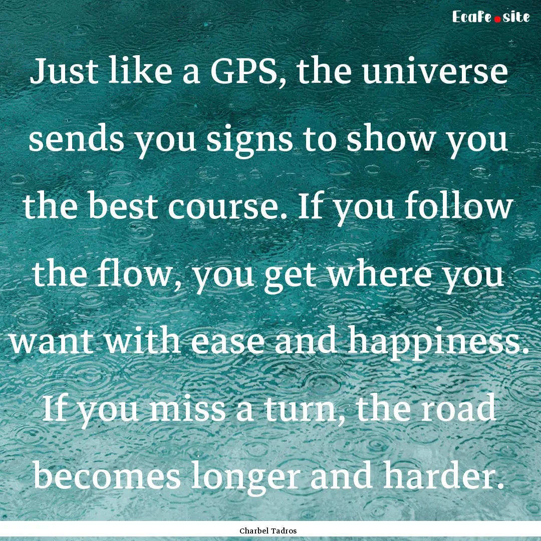 Just like a GPS, the universe sends you signs.... : Quote by Charbel Tadros