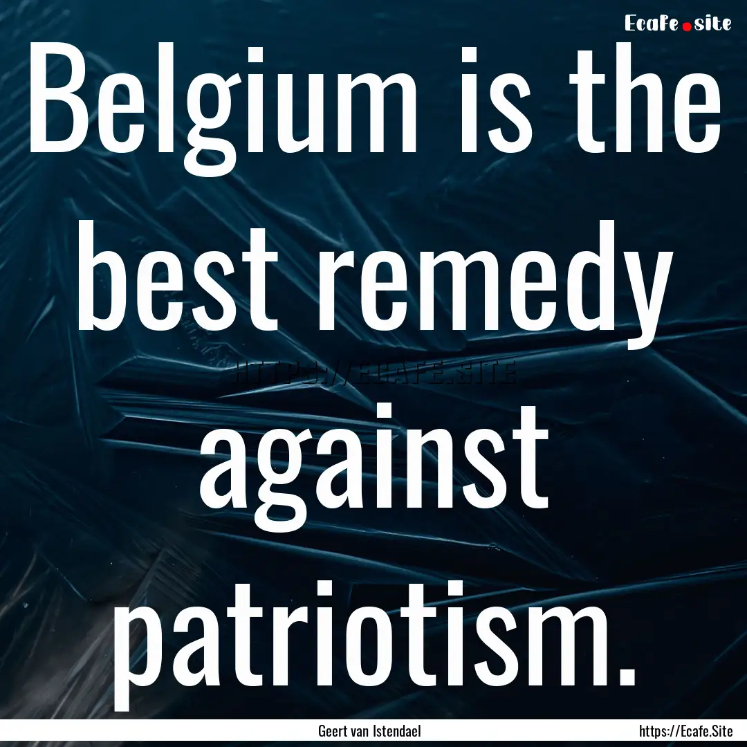 Belgium is the best remedy against patriotism..... : Quote by Geert van Istendael