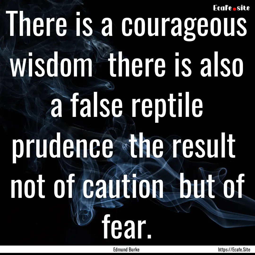 There is a courageous wisdom there is also.... : Quote by Edmund Burke