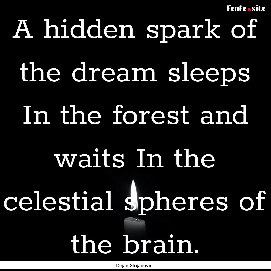 A hidden spark of the dream sleeps In the.... : Quote by Dejan Stojanovic