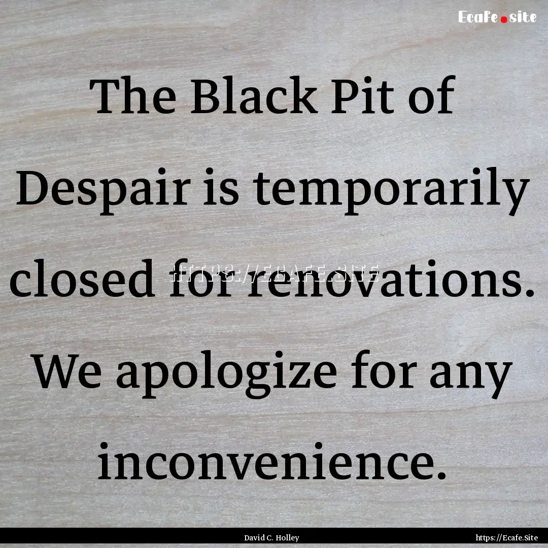 The Black Pit of Despair is temporarily closed.... : Quote by David C. Holley