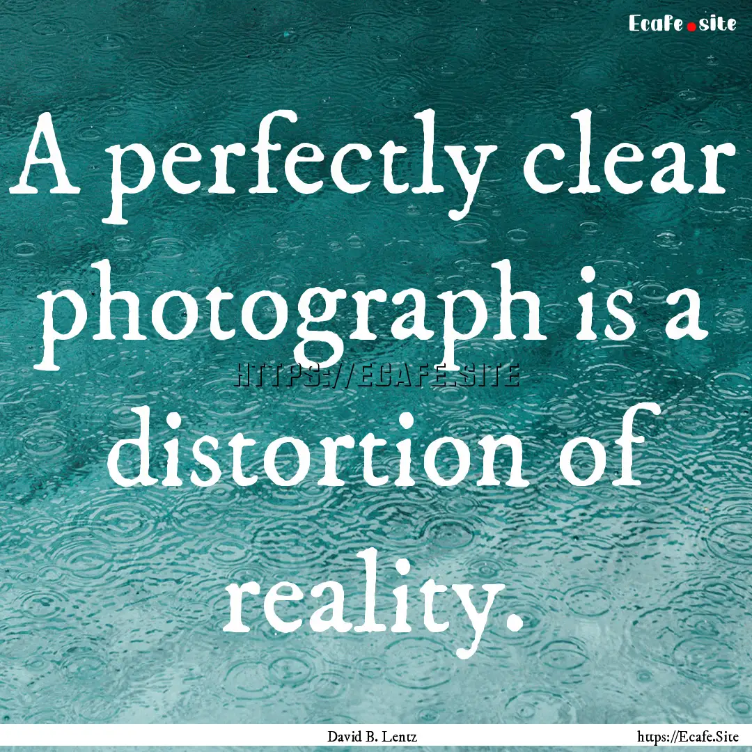 A perfectly clear photograph is a distortion.... : Quote by David B. Lentz