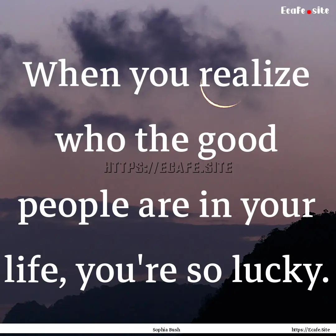 When you realize who the good people are.... : Quote by Sophia Bush