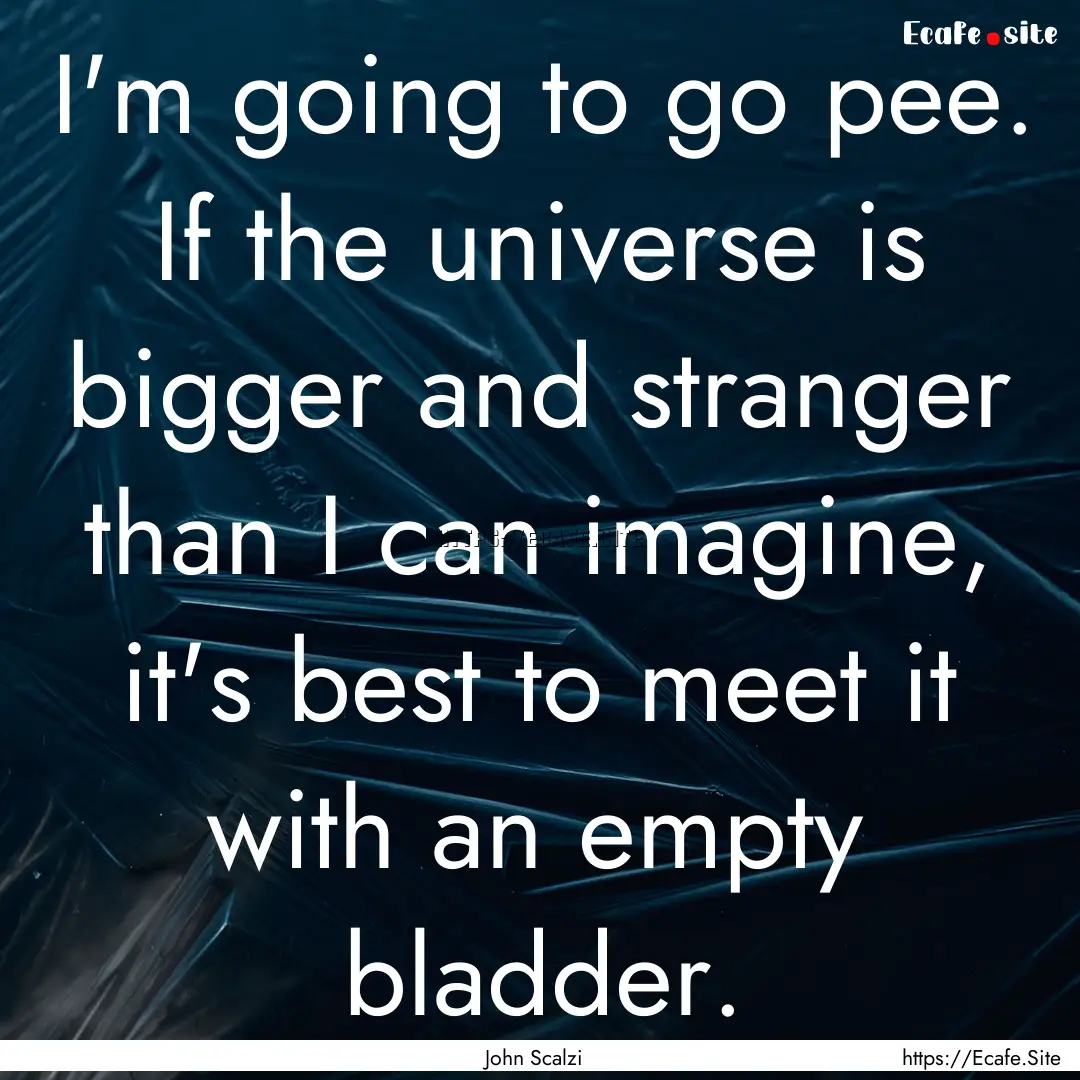 I'm going to go pee. If the universe is bigger.... : Quote by John Scalzi