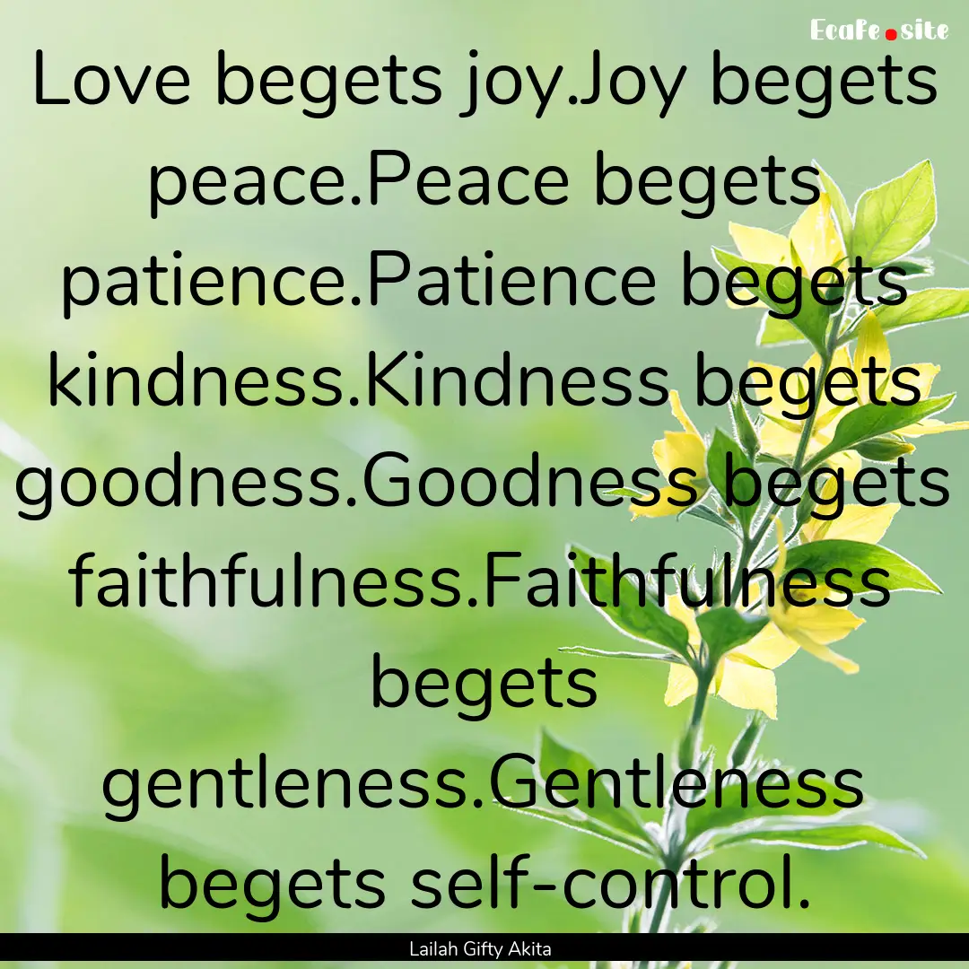 Love begets joy.Joy begets peace.Peace begets.... : Quote by Lailah Gifty Akita