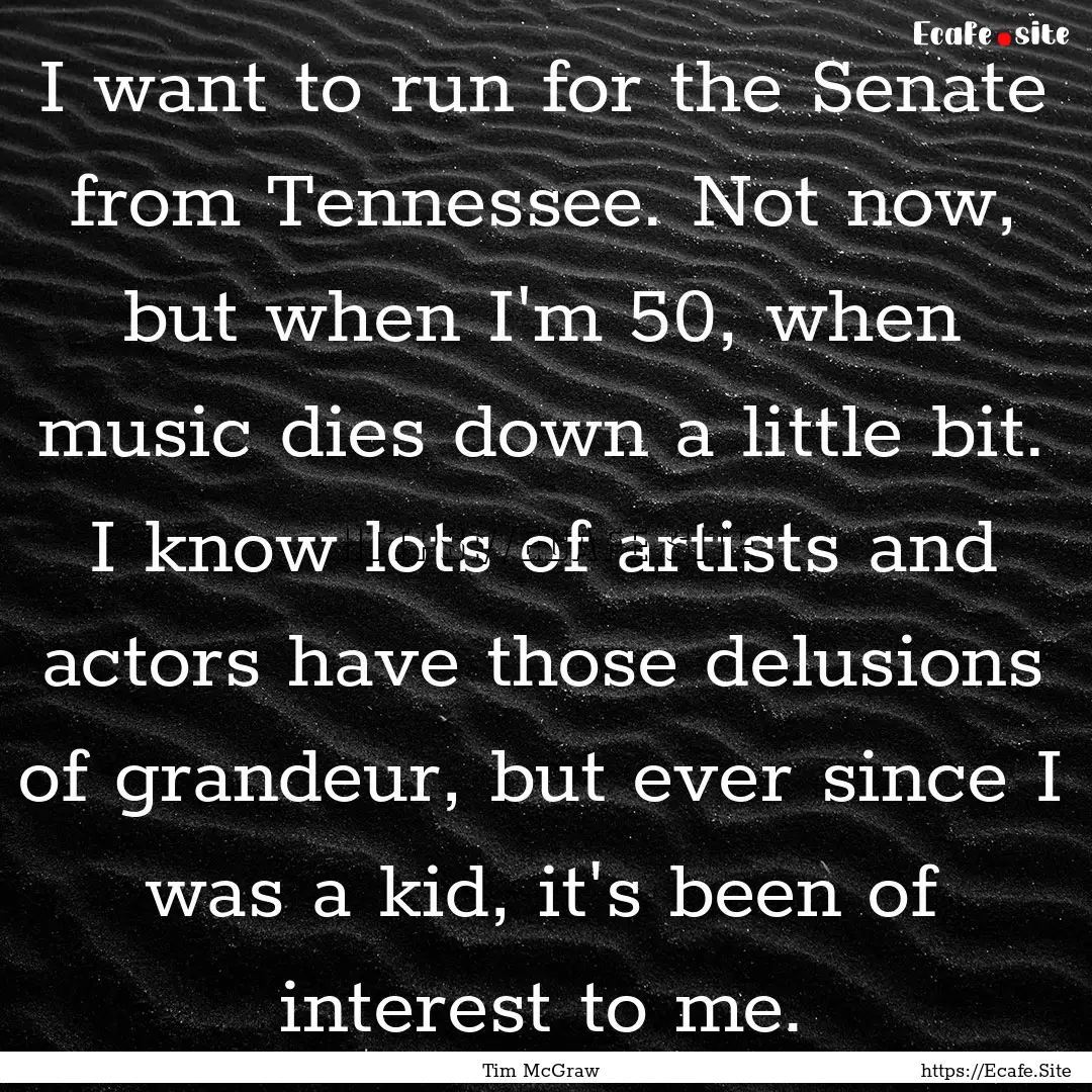 I want to run for the Senate from Tennessee..... : Quote by Tim McGraw